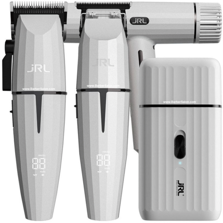ست ماشین اصلاح حجم زن خط زن شیور و سشوار سفید سفارش آمریکا مدل JRL Ghost 3 Quad Pack Clipper Trimmer Shaver and Dr